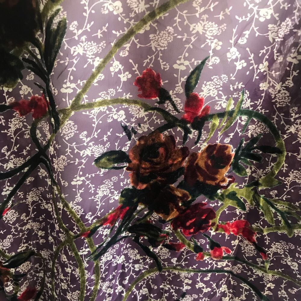 Band of Gypsies Floral Velvet Open Front Robe Cardigan Women's Size XS/S - Picture 5 of 8